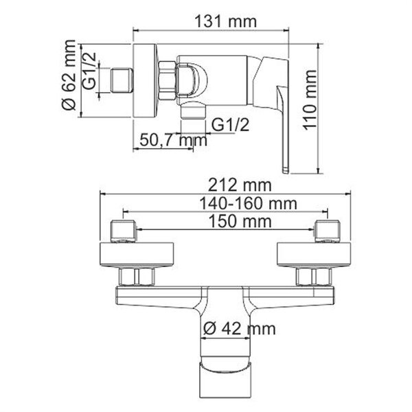 Смеситель Wasserkraft 6102 для душа, хром