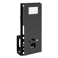 Инсталляция для унитаза Wasserkraft Glan 66TLT.010.ME.BL.WM02, декоративная стеклянная панель черная, механическая кнопка смыва белая матовая