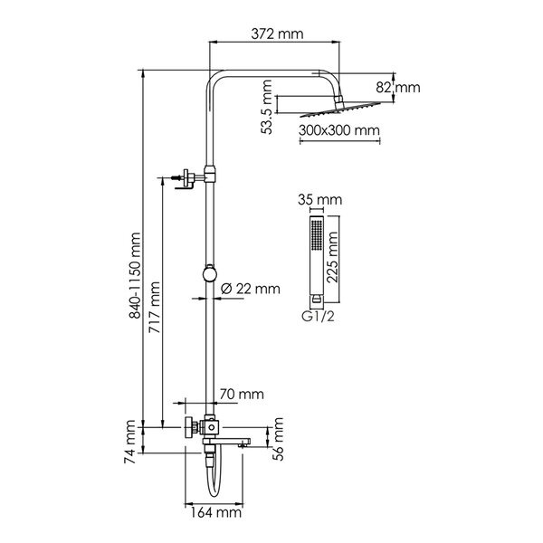 Душевая стойка Wasserkraft, цвет - хром, A199.118.103.087.CH Thermo
