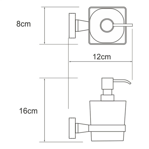 Дозатор для жидкого мыла с держателем Wasserkraft Dill, K-3999
