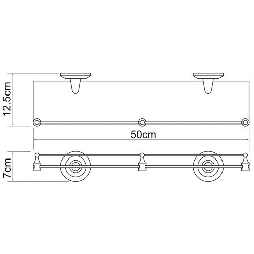 Полка стеклянная Wasserkraft Rhein, с бортиком, K-6244