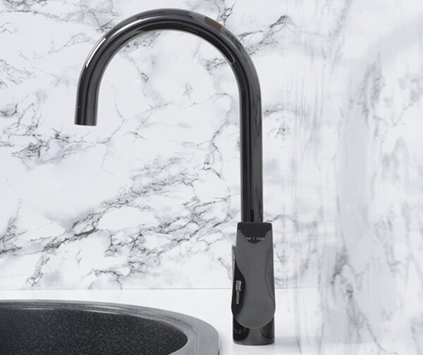 Смеситель Wasserkraft 6607 для кухонной мойки, черный глянец
