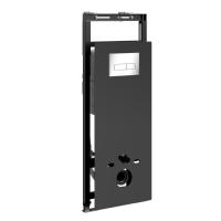 Инсталляция для унитаза Wasserkraft Salm 27TLT.010.ME.BL.CH03, декоративная стеклянная панель черная, механическая кнопка смыва хром