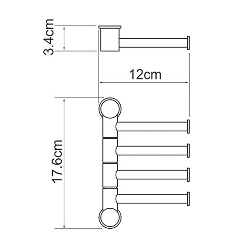 Полотенцедержатель Wasserkraft 1054, 4 держателя, короткие, 17.6, хром