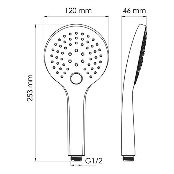 Душевая лейка Wasserkraft Elbe A078 3-функциональная, черный Soft-touch