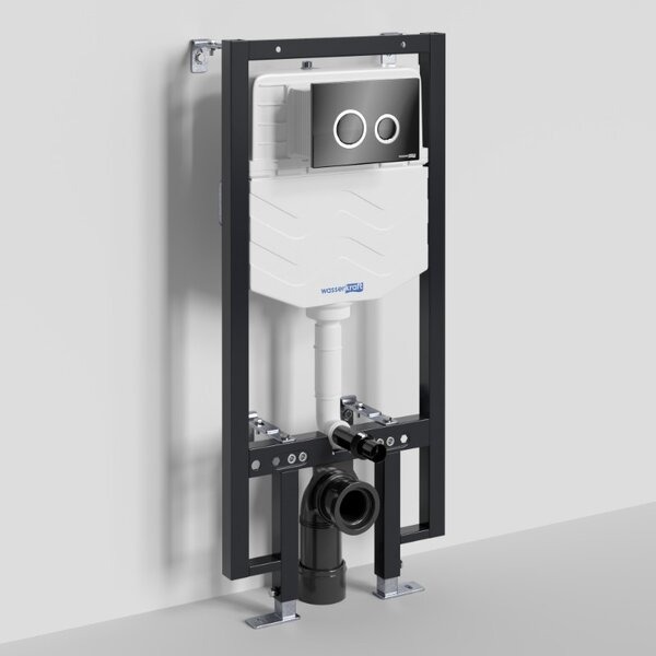 Инсталляция для унитаза Wasserkraft Vils 56TLT.010.ME.PB01, механическая клавиша черная, ободки хром
