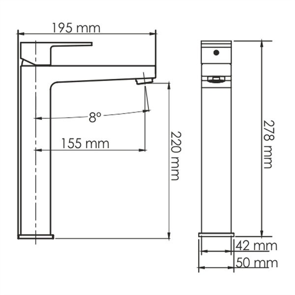Смеситель для раковины Wasserkraft Abens 2003H, черный