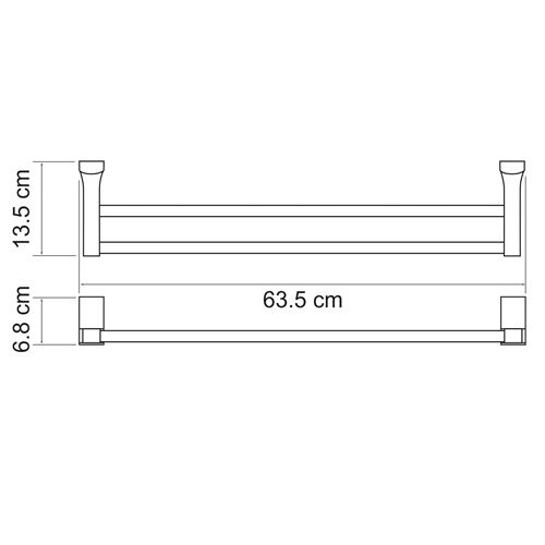 Полотенцедержатель Wasserkraft Leine, двойной, 65 см, хром, K-5040