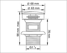 Донный клапан Wasserkraft Exter А046, с переливом, светлая бронза