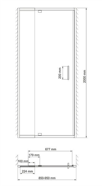 Душевая дверь в нишу Wasserkraft 48P04 90 х 200 см