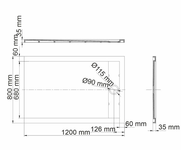 Душевой поддон Wasserkraft Mindel 85T06, 120 х 80 см, белый матовый
