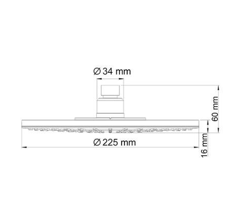 Верхний душ Wasserkraft A067, 22,5х22,5 см, 1 режим струи, без держателя