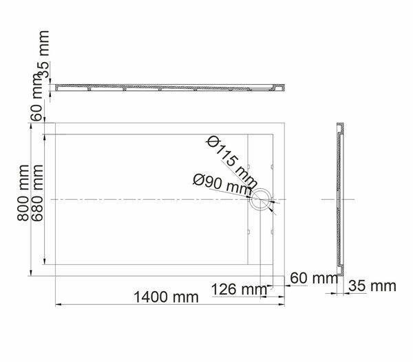 Душевой поддон Wasserkraft Mindel 85T35, 140 х 80 см, белый матовый