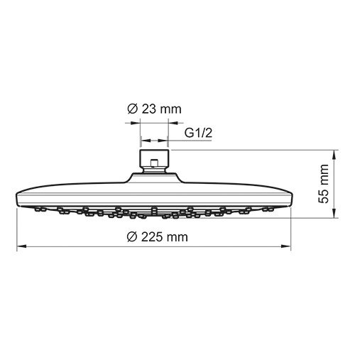 Верхний душ Wasserkraft A077, D 22,5 см, 76 форсунок, 1 режим струи, без держателя, черный