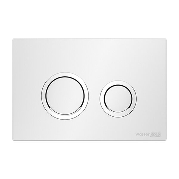 Инсталляция для унитаза Wasserkraft Abens 20TLT.010.ME.WH.WH01, декоративная стеклянная панель белая, механическая кнопка смыва белая, ободки хром