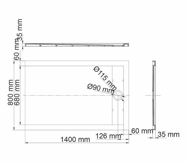 Душевой поддон Wasserkraft Wiese 84T 84T35, 140 х 80 см, серый матовый