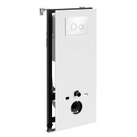 Инсталляция для унитаза Wasserkraft Abens 20TLT.010.ME.WH.WH01, декоративная стеклянная панель белая, механическая кнопка смыва белая, ободки хром