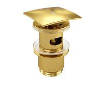 Донный клапан Push-up Wasserkraft A165, с переливом, PVD-покрытие матовое золото