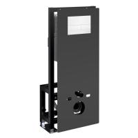 Инсталляция для унитаза Wasserkraft Glan 66TLT.010.ME.BL.WH04, декоративная стеклянная панель черная, механическая кнопка смыва белая