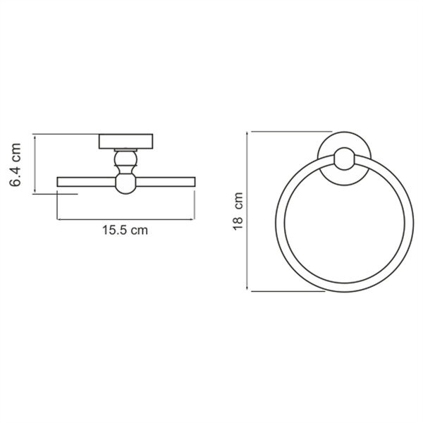 Полотенцедержатель кольцо Wasserkraft Diemel, 15 см, хром, Diemel K-2260