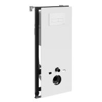 Инсталляция для унитаза Wasserkraft Abens 20TLT.010.ME.WH.WM03, декоративная стеклянная панель белая, механическая кнопка смыва белая матовая
