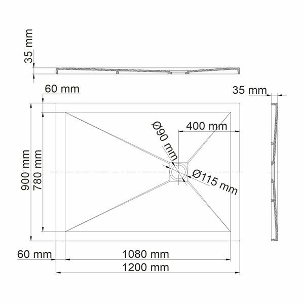 Душевой поддон Wasserkraft Aller 10T07, 120 х 90 см, слоновая кость матовая, текстура - дерево