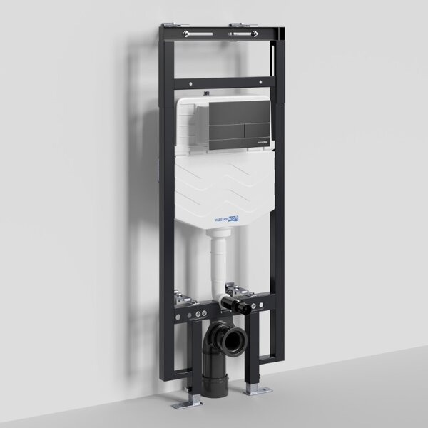 Инсталляция для унитаза Wasserkraft Dinkel 58TLT.010.ME.MB04, механическая клавиша черная матовая