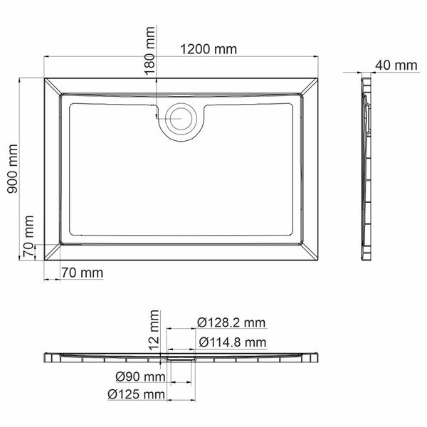 Душевой поддон Wasserkraft Salm 27T07 27T, 120 х 90 см, белый