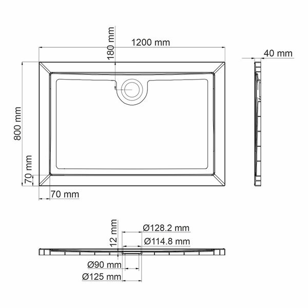 Душевой поддон Wasserkraft Salm 27T06 27T, 120 х 80 см, белый