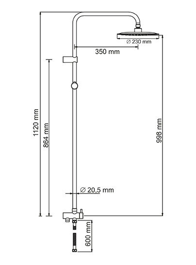 Душевой гарнитур Wasserkraft A041 с верхним душем