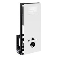 Инсталляция для унитаза Wasserkraft Glan 66TLT.010.ME.WH.WM04, декоративная стеклянная панель белая, механическая кнопка смыва белая матовая