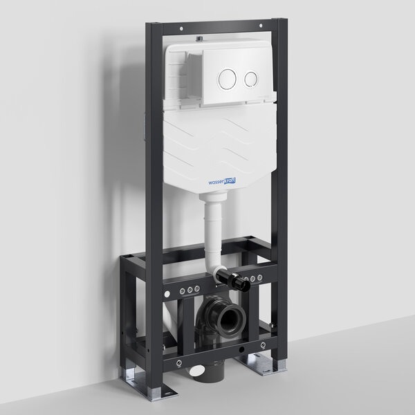 Инсталляция для унитаза Wasserkraft Dill 61TLT.010.ME.WH01, механическая клавиша белая, ободки хром
