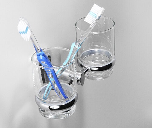 Стакан стеклянный с держателем Wasserkraft Oder, двойной, K-3028D