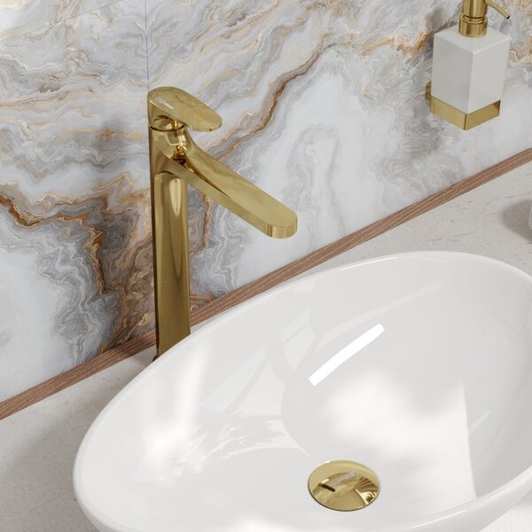 Смеситель для раковины Wasserkraft Neckar, золото глянцевое, 2103H