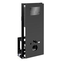 Инсталляция для унитаза Wasserkraft Glan 66TLT.010.ME.BL.PB04, декоративная стеклянная панель черная, механическая кнопка смыва черная
