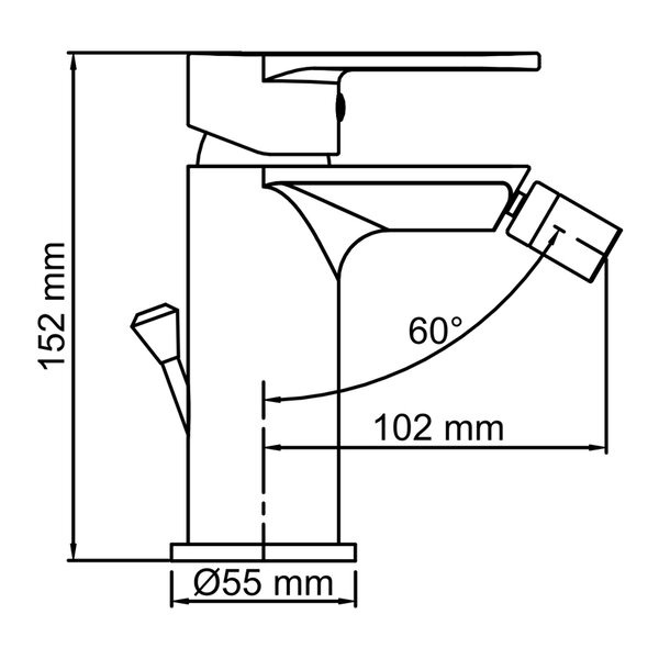 Смеситель для биде Wasserkraft Elbe, с донным клапаном, черный, 7406