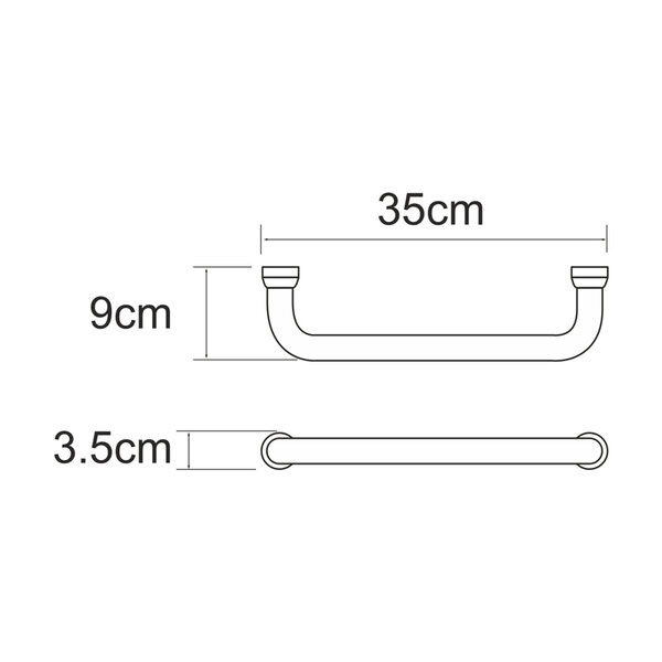 Поручень для ванны Wasserkraft Серия К, 35 см, никель, K-1066N