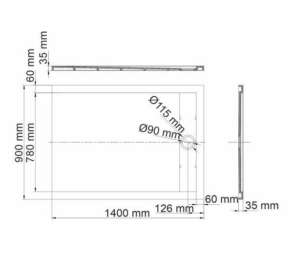 Душевой поддон Wasserkraft Mindel 85T36, 140 х 90 см, белый матовый