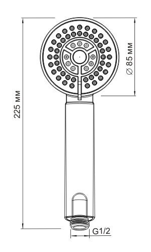 Душевая лейка Wasserkraft A035, 3 режима, хром, 8.5 см