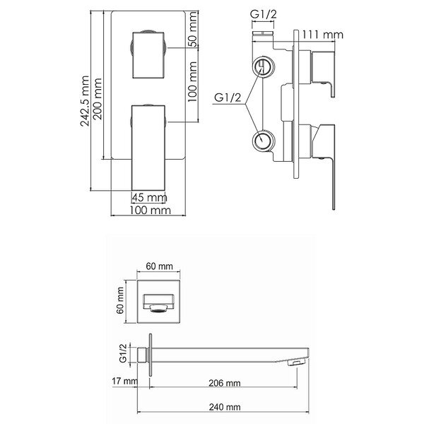 Душевой комплект Wasserkraft Abens, цвет черный Soft-touch, A172071
