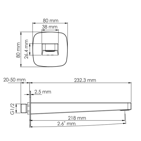 Излив для ванны Wasserkraft Saale, настенный, белый матовый, A316