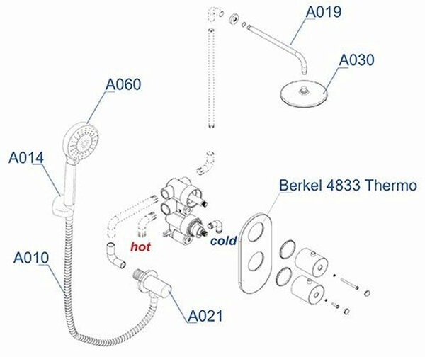 Душевая стойка Wasserkraft A16030, скрытый монтаж, хром