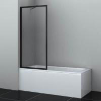 Шторка на ванну Wasserkraft Abens 20W01-80MB, 80 х 160 см, стекло прозрачное, профиль черный матовый, Fixed WasserSchutz