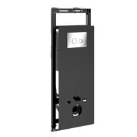 Инсталляция для унитаза Wasserkraft Salm 27TLT.010.ME.BL.CH01, декоративная стеклянная панель черная, механическая кнопка смыва хром