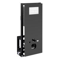 Инсталляция для унитаза Wasserkraft Glan 66TLT.010.ME.BL.WM03, декоративная стеклянная панель черная, механическая кнопка смыва белая матовая