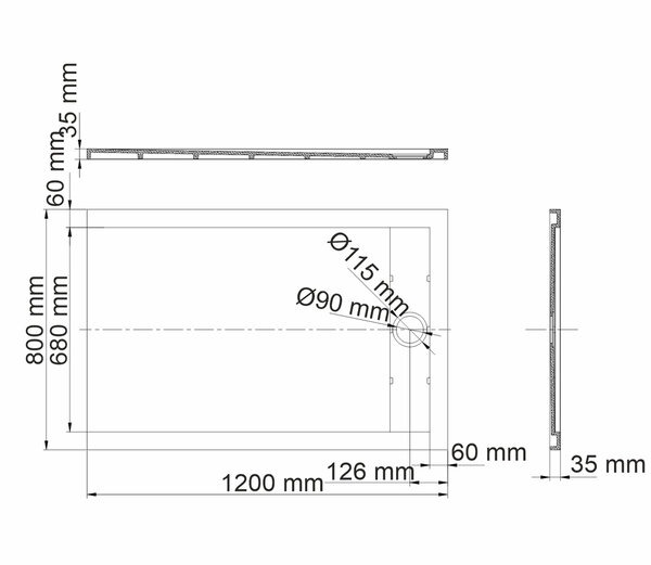Душевой поддон Wasserkraft Abens 20T06, 120 х 80 см, черный матовый