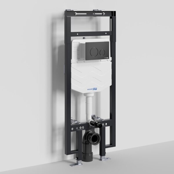 Инсталляция для унитаза Wasserkraft Dinkel 58TLT.010.ME.MB02, механическая клавиша черная матовая