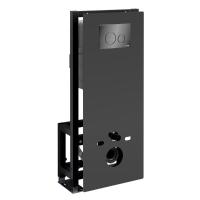 Инсталляция для унитаза Wasserkraft Glan 66TLT.010.ME.BL.PB02, декоративная стеклянная панель черная, механическая кнопка смыва черная
