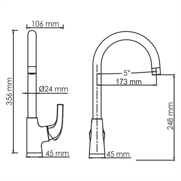 Смеситель Wasserkraft Sauer 7107 для кухонной мойки, глянцевое золото