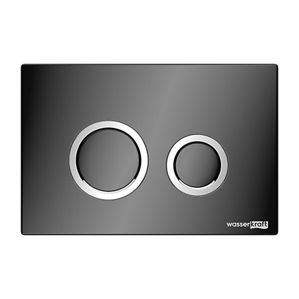 Инсталляция для унитаза Wasserkraft Glan 66TLT.010.ME.WH.PB01, декоративная стеклянная панель белая, механическая кнопка смыва черная, ободки хром
